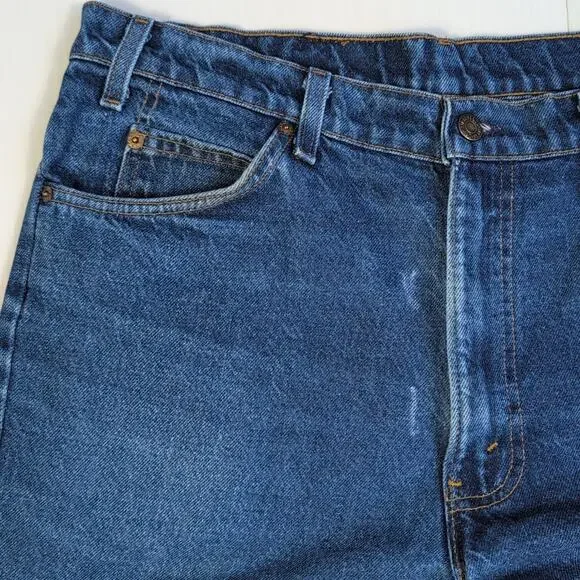 Vintage Levi's 505 Orange Tab Jeans Men's 36x32 Dark Indigo Denim USA Made 70s